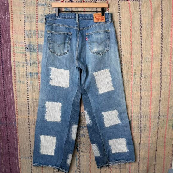 Custom wide leg baggy flared jeans size 36 x 34 - Picture 2 of 5